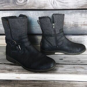 UGG SIMMENS ( 10 ) Waterproof Black Leather Upper with Gray Wool/Poly Shaft